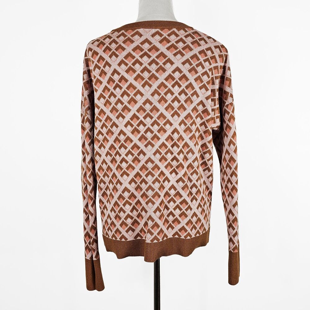 A New Day Pink and Brown Geometric XXL Sweater - Picture 3 of 6